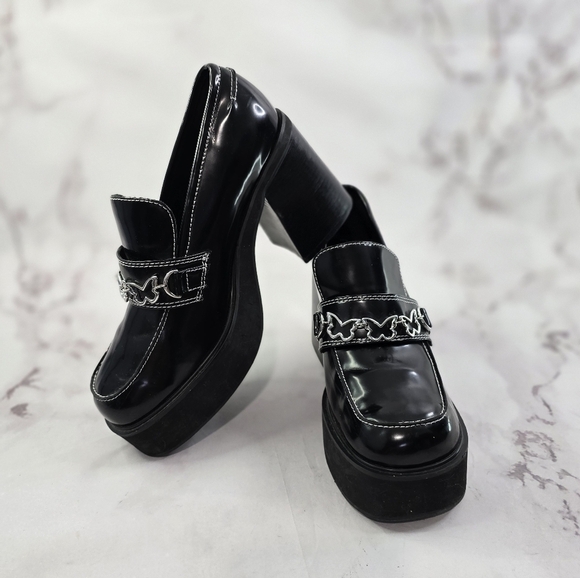 Delias Dolls Kill Loafer Women 10 Black Patent There She Platform Butterfly Shoe - Picture 10 of 11